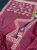 MEROON COTTON JAMDANI.