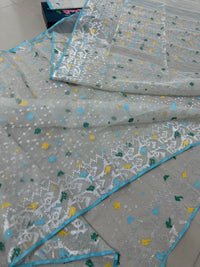 SILVERY WHITE JAMDANI