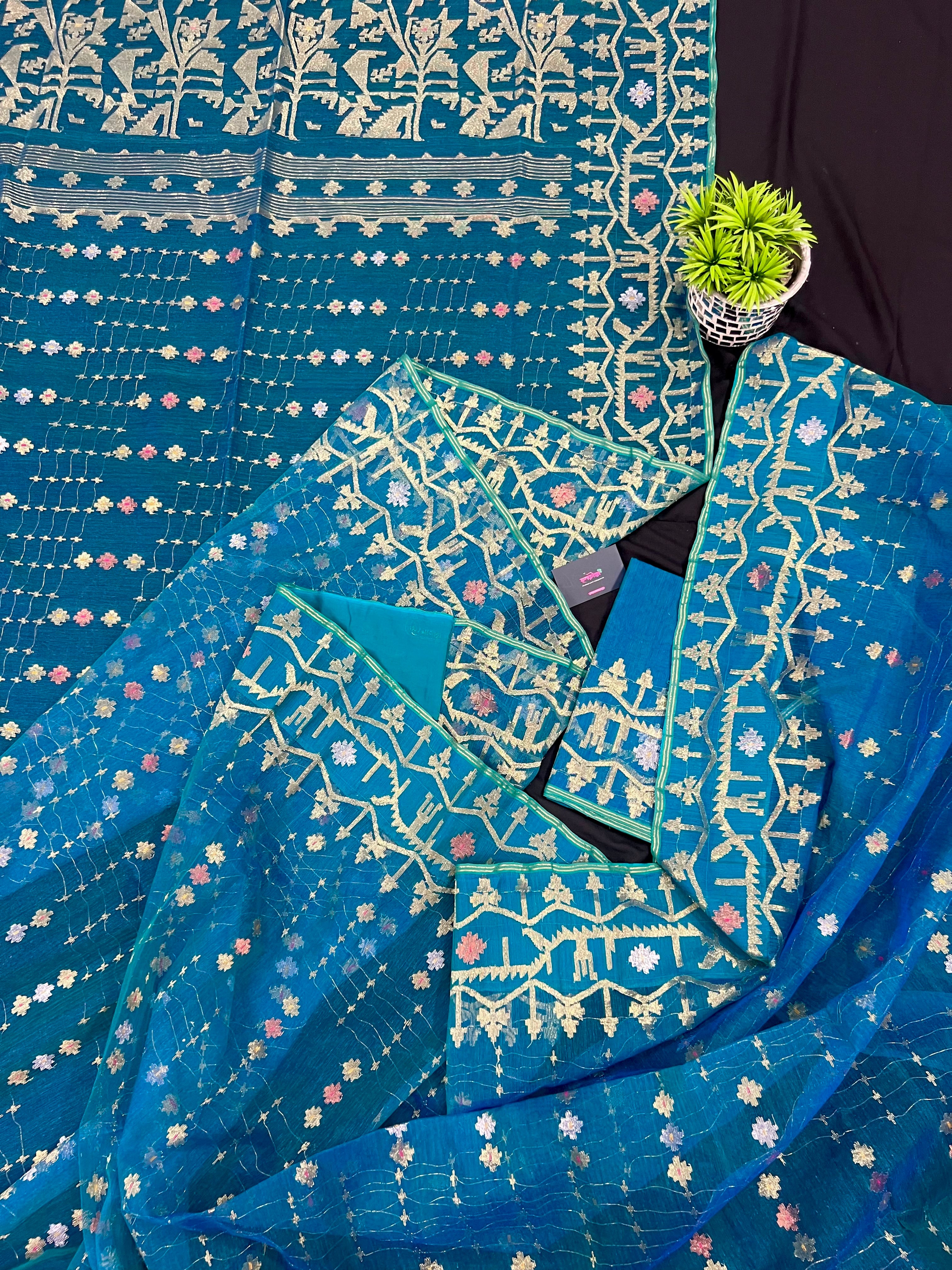 SEE BLUE DUAL TONED JAMDANI