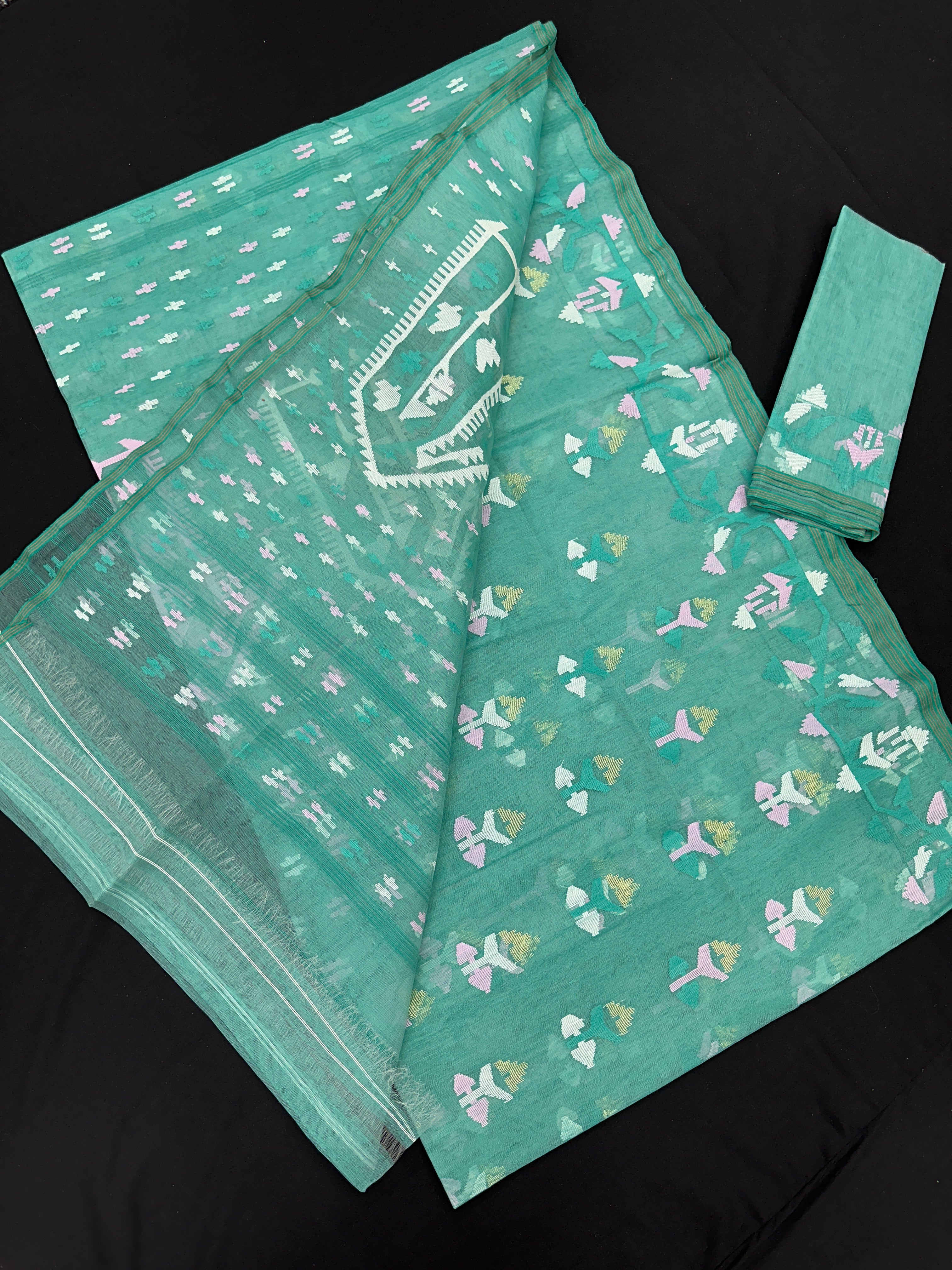 Light Blue Jamdani 84 Count with Blouse