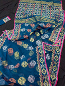 Sea green with multi colour jari woHandloom dhakai jamdani saree.