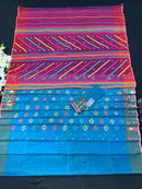 Ganga jamuna design handloom original dhakai jamdani saree with multiple threads work