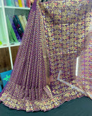 Dark bitrut dual toned exclusive halfsilk jamdani saree with golden silver & copper jori work