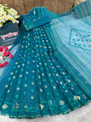 Sea green jamdani