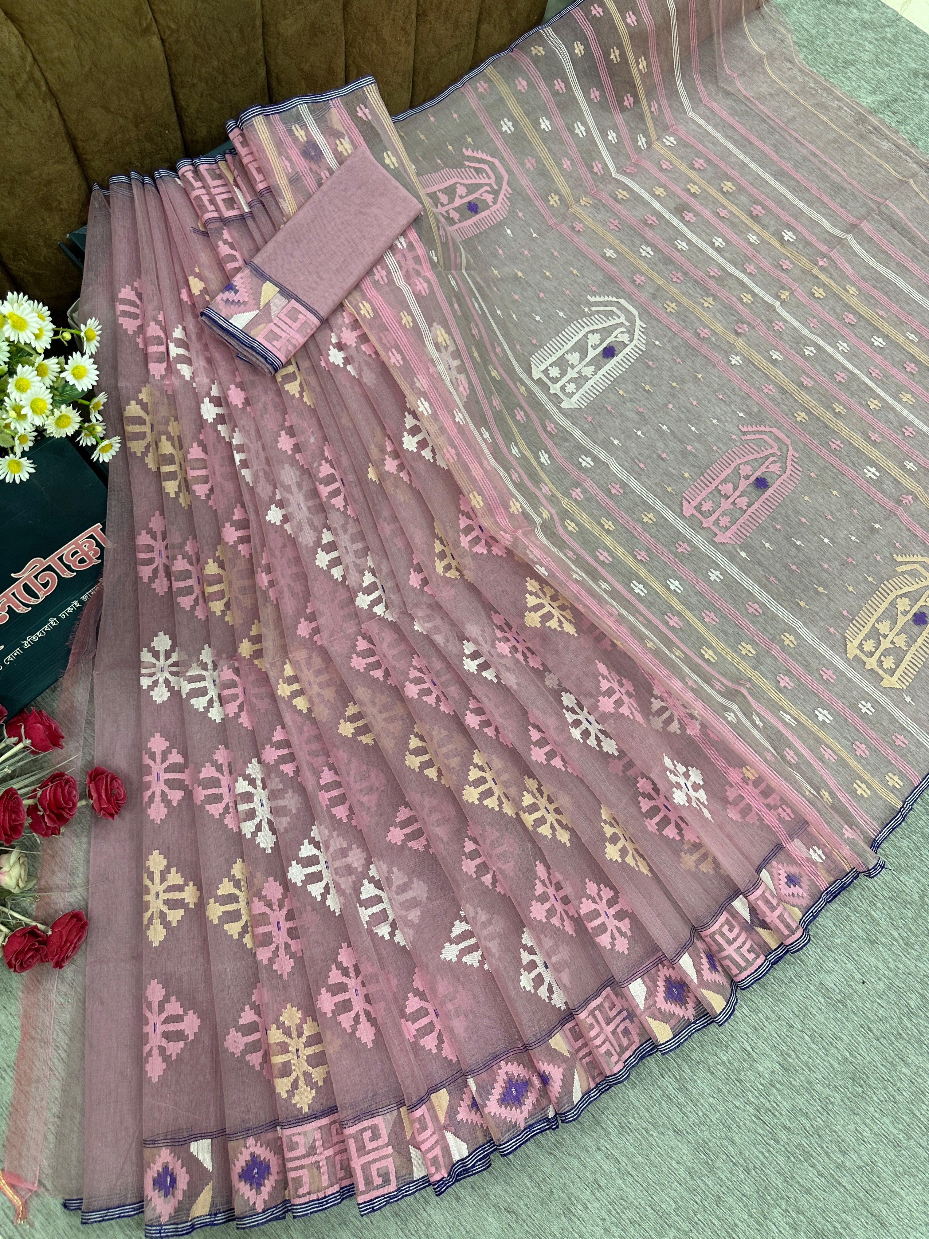 pink jamdani