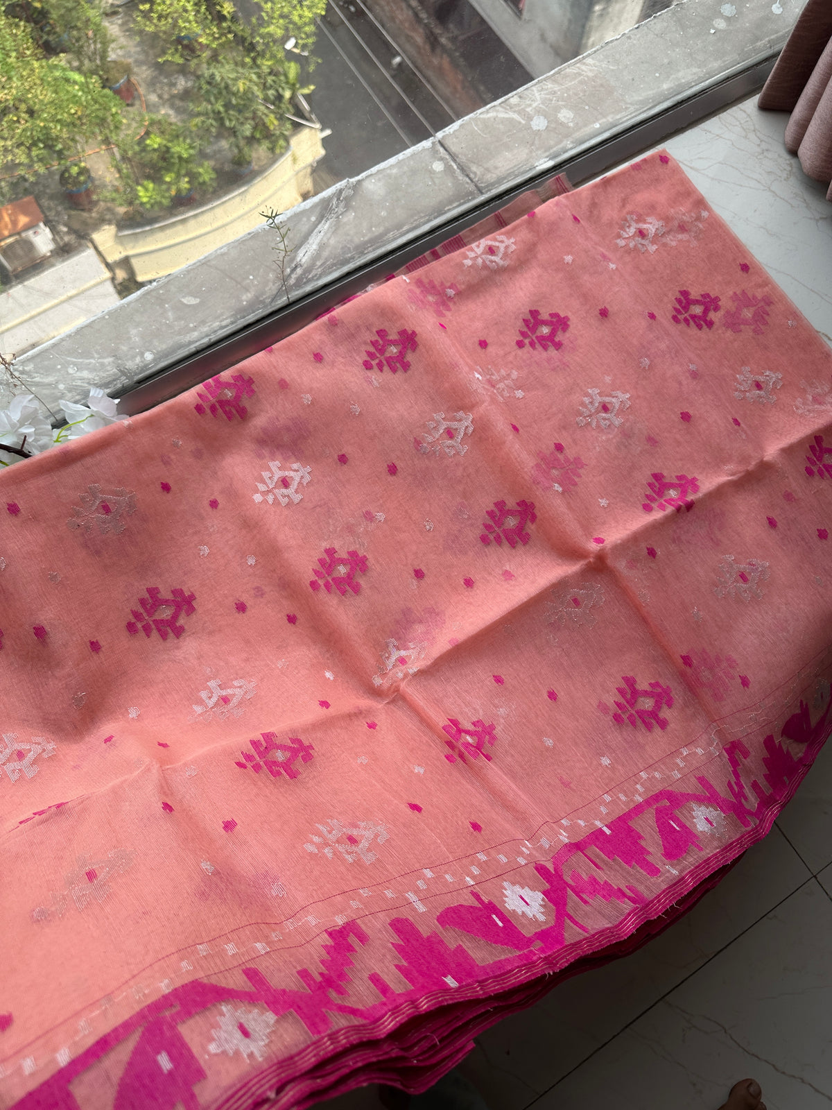 Pink jamdani