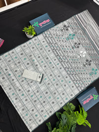 White cotton jamdani saree white black green threads work