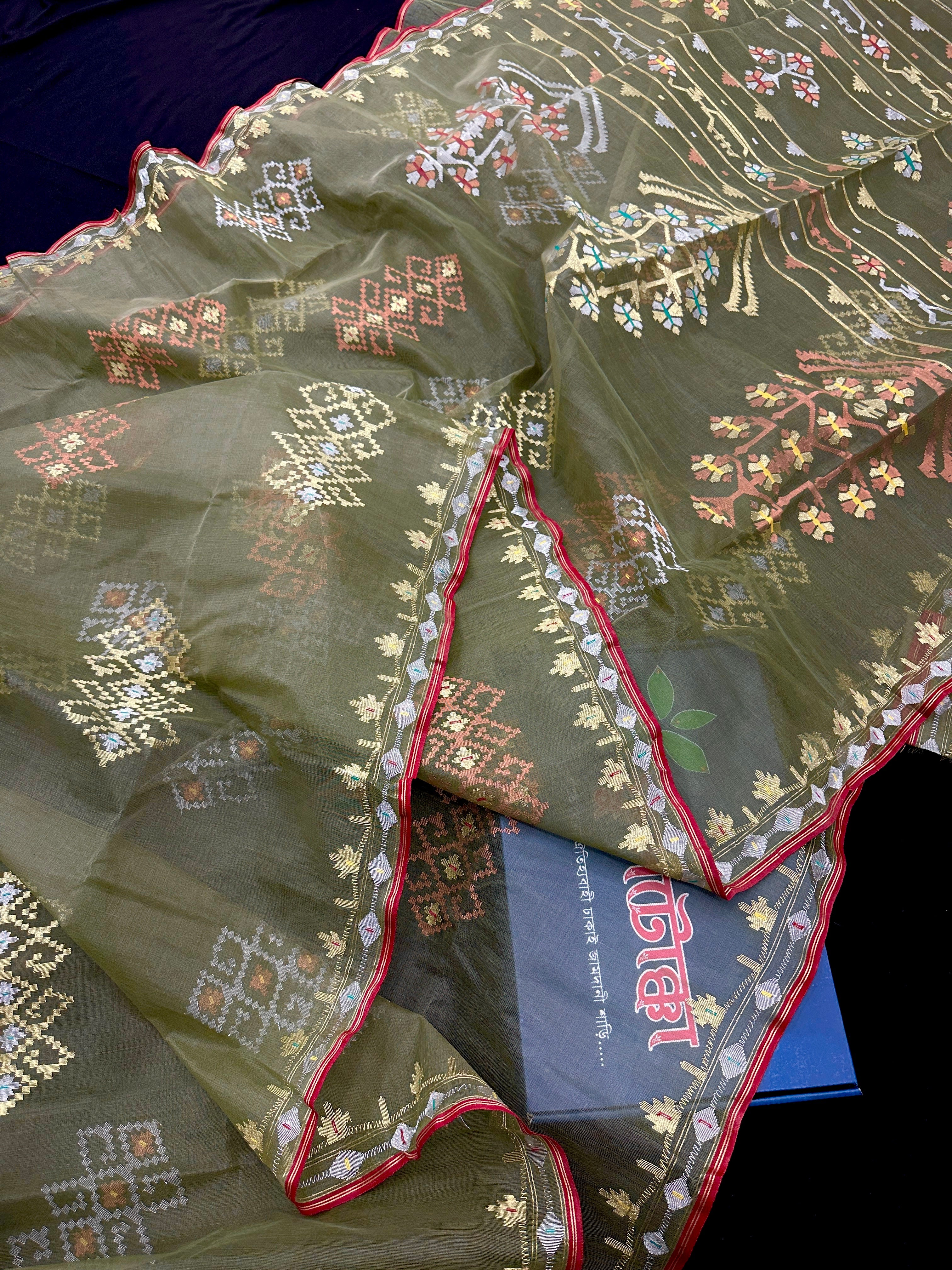 Elegant colour Handloom jamdani saree