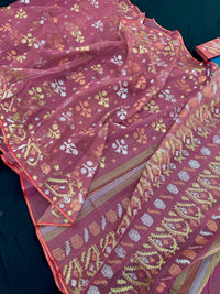 Excellent Jamdani Saree With Multiple Jori work.