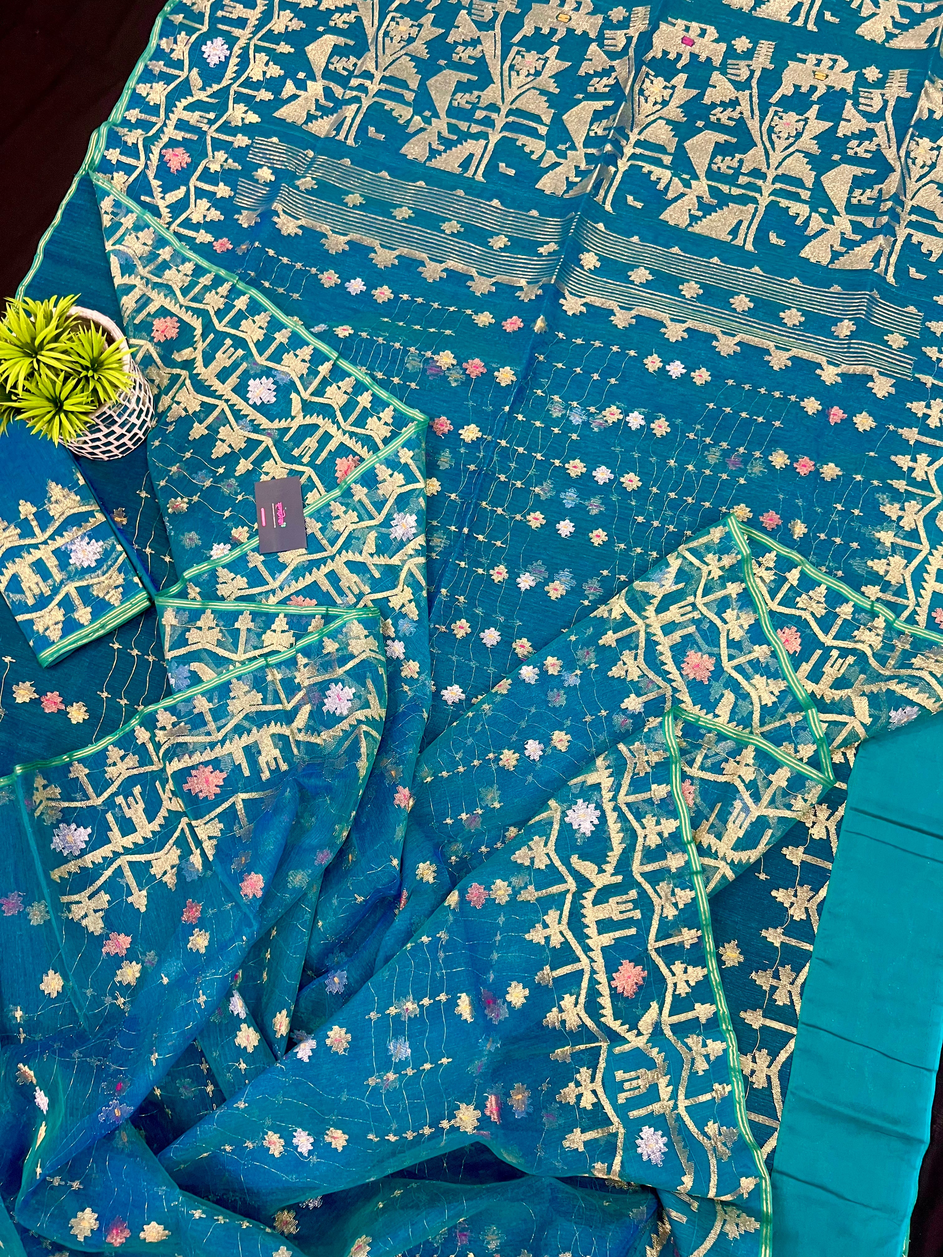 SEE BLUE DUAL TONED JAMDANI