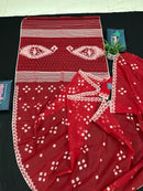 Radish Maroon cotton jamdani saree with white threads work all over work.