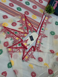 White multi cotton jamdani saree