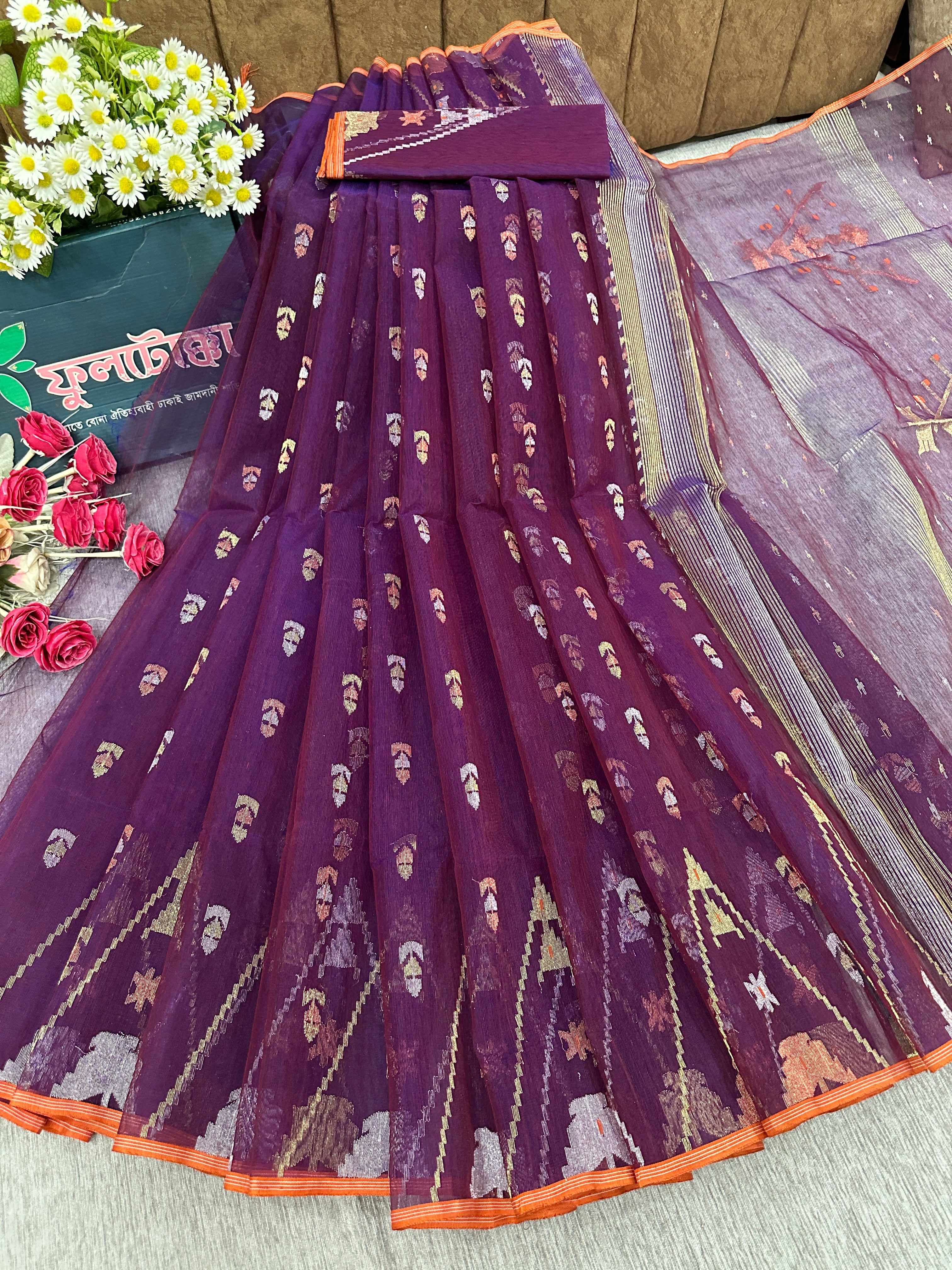 Purple jamdani