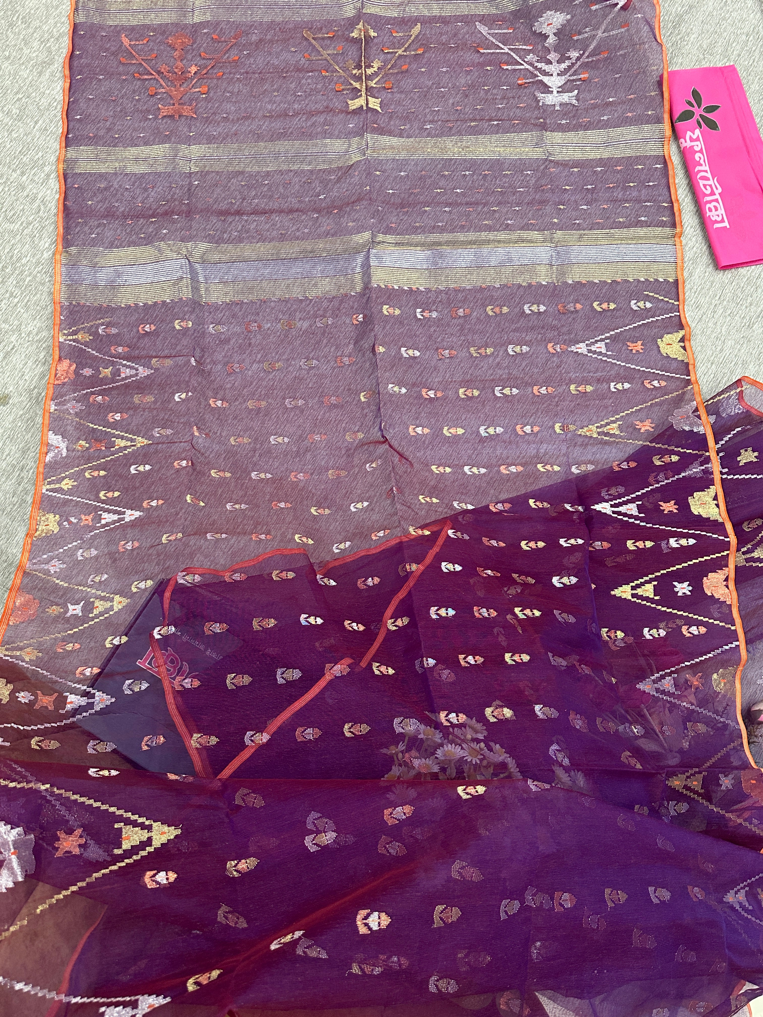 Purple jamdani