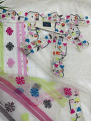 White Jamdani Saree With Multiple Threads Work.