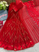 Red budget range halfsilk handloom jamdani saree with blouse piece