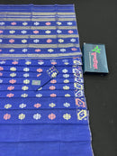 Royal Blue Original Handloom Dhakai Jamdani Saree With Golden Silver & Copeer Jori Work