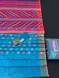 Ganga jamuna design handloom original dhakai jamdani saree with multiple threads work