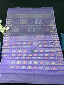Lavender Colour Original Handloom Halfsilk Dhakai Jamdani With Golden Silver & Copper Jori Work