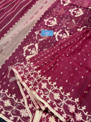 MEROON COTTON JAMDANI.