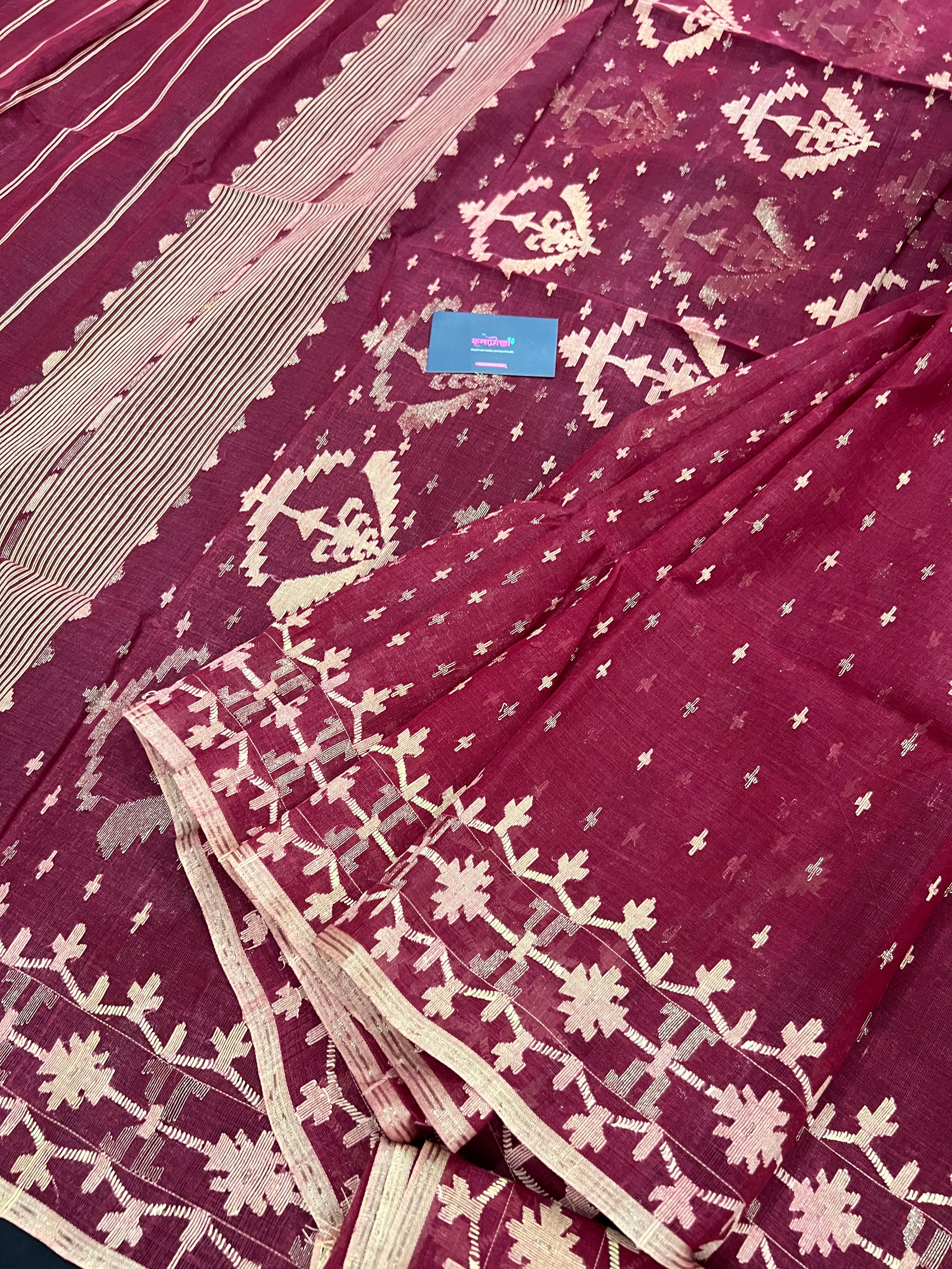 MEROON COTTON JAMDANI.