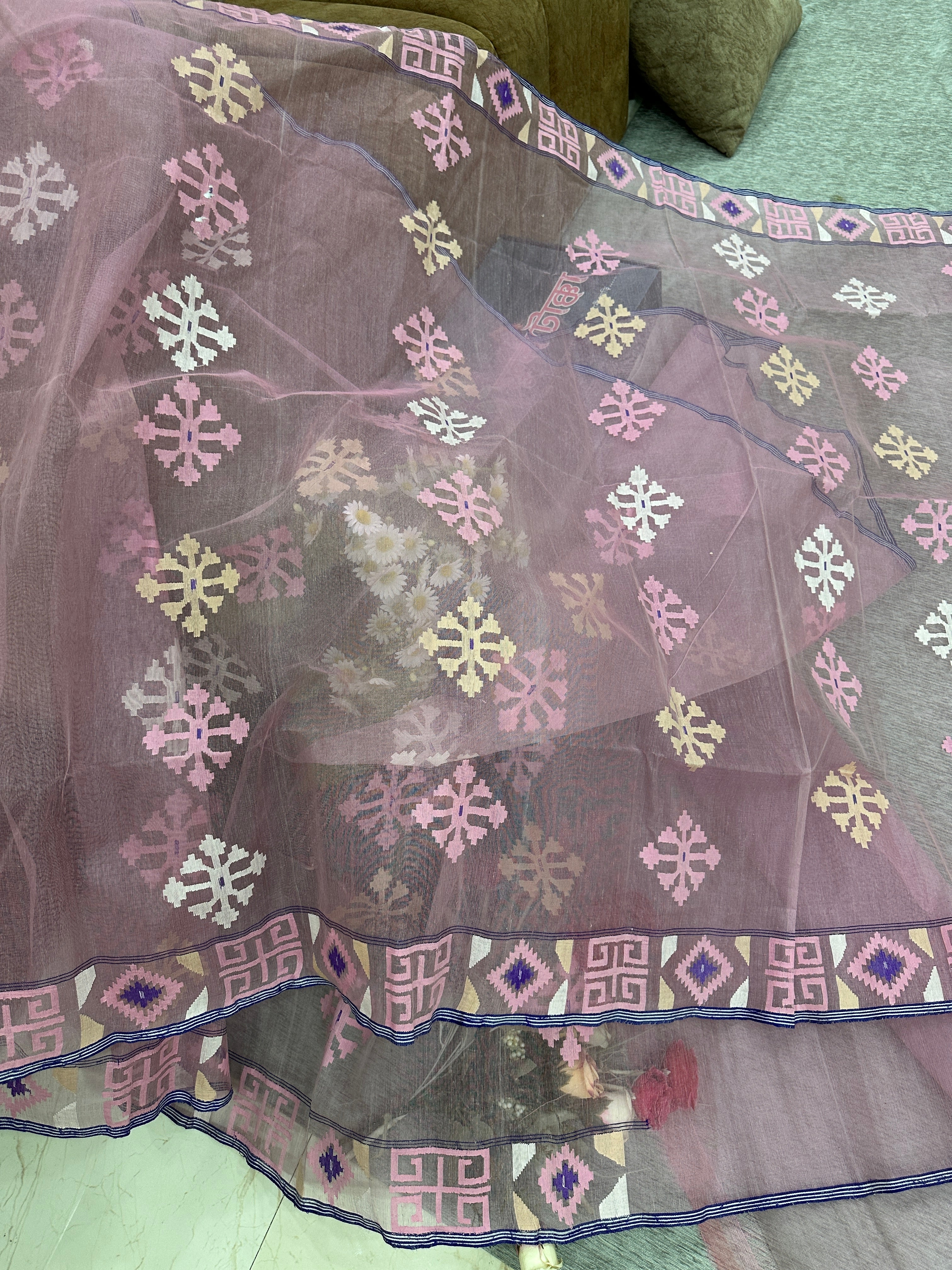 pink jamdani