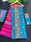 Ganga jamuna design handloom original dhakai jamdani saree with multiple threads work
