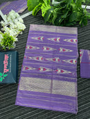 Purplish Lavendar halfsilk jamdani saree with golden jori work and pink meena work