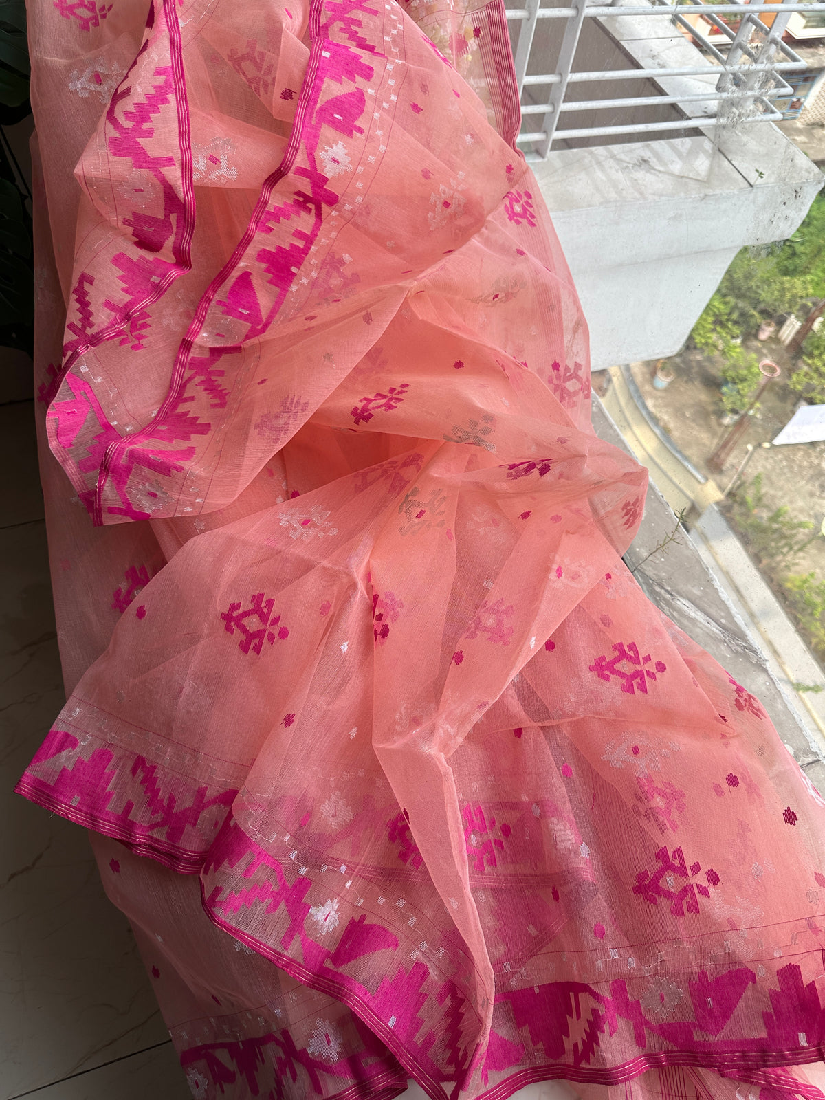 Pink jamdani