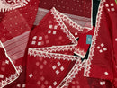 Radish Maroon cotton jamdani saree with white threads work all over work.