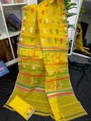 Vibrant yellow color jamdani With its intricate design and durable construction.