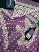 Onion cotton jamdani saree with yellowish threads work all over work.