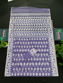 Lavendar halfsilk jamdani saree with white threads work and magenta meena work