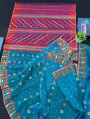 Ganga jamuna design handloom original dhakai jamdani saree with multiple threads work