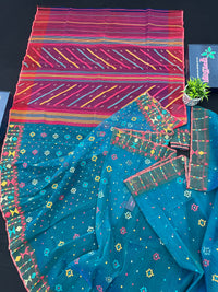 Ganga jamuna design handloom original dhakai jamdani saree with multiple threads work