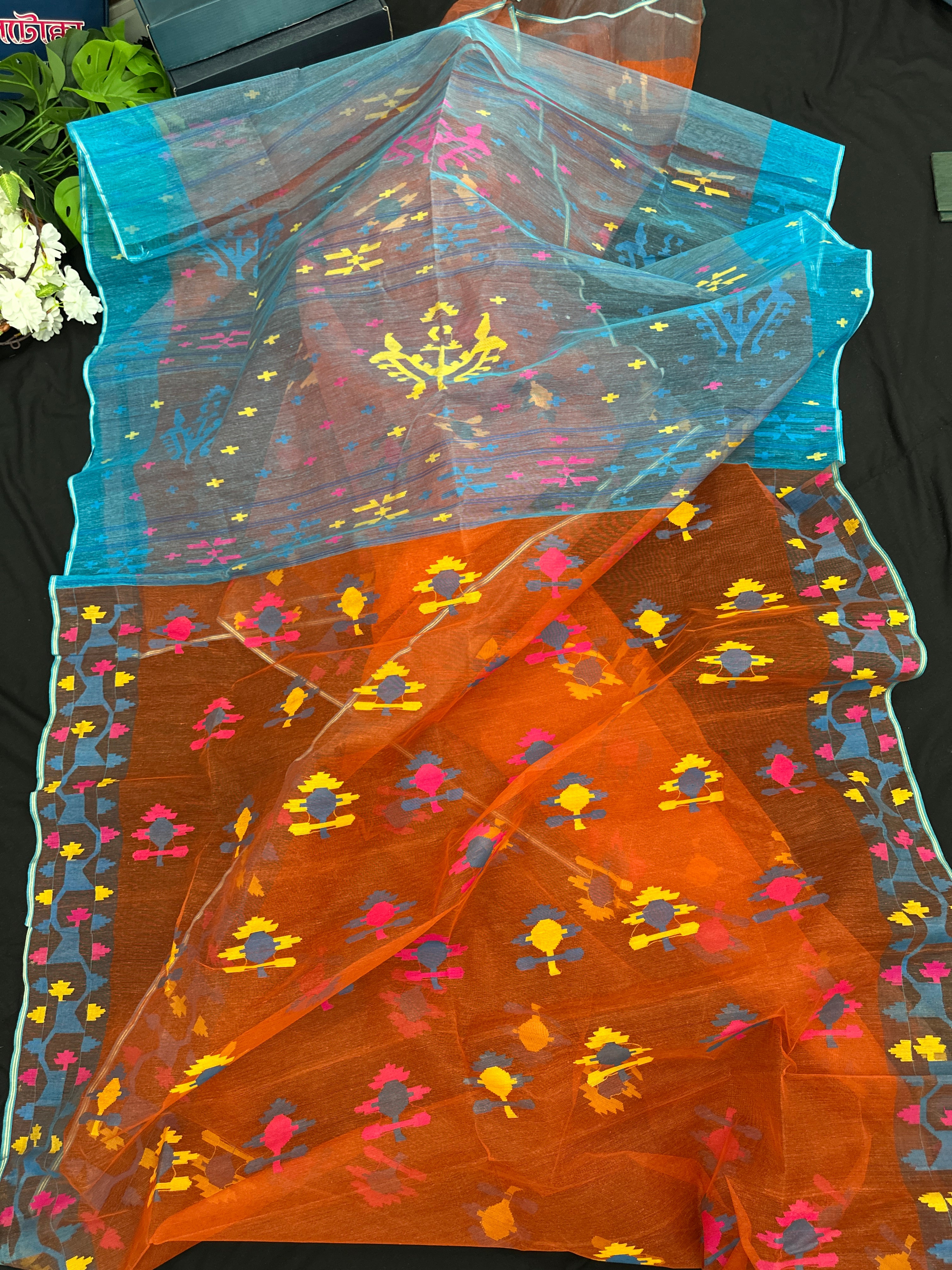 Orange jamdani