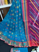 Ganga jamuna design handloom original dhakai jamdani saree with multiple threads work