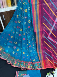 Ganga jamuna design handloom original dhakai jamdani saree with multiple threads work
