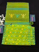 Lamon Green Original  Handloom Halfsilk Dhakai Jamdani Saree With Multiple Threads Work