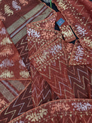 Brown reshom halfsilk jamdani saree with golden silver & copper jori work.