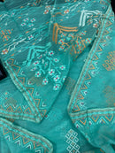 Ice blue exclusive halfsilk jamdani saree all over threads work