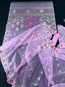 Lux Pink Original Handloom Hslfsilk Dhakai Jamdani Saree With Golden Jori Work and Magenta Threads Work