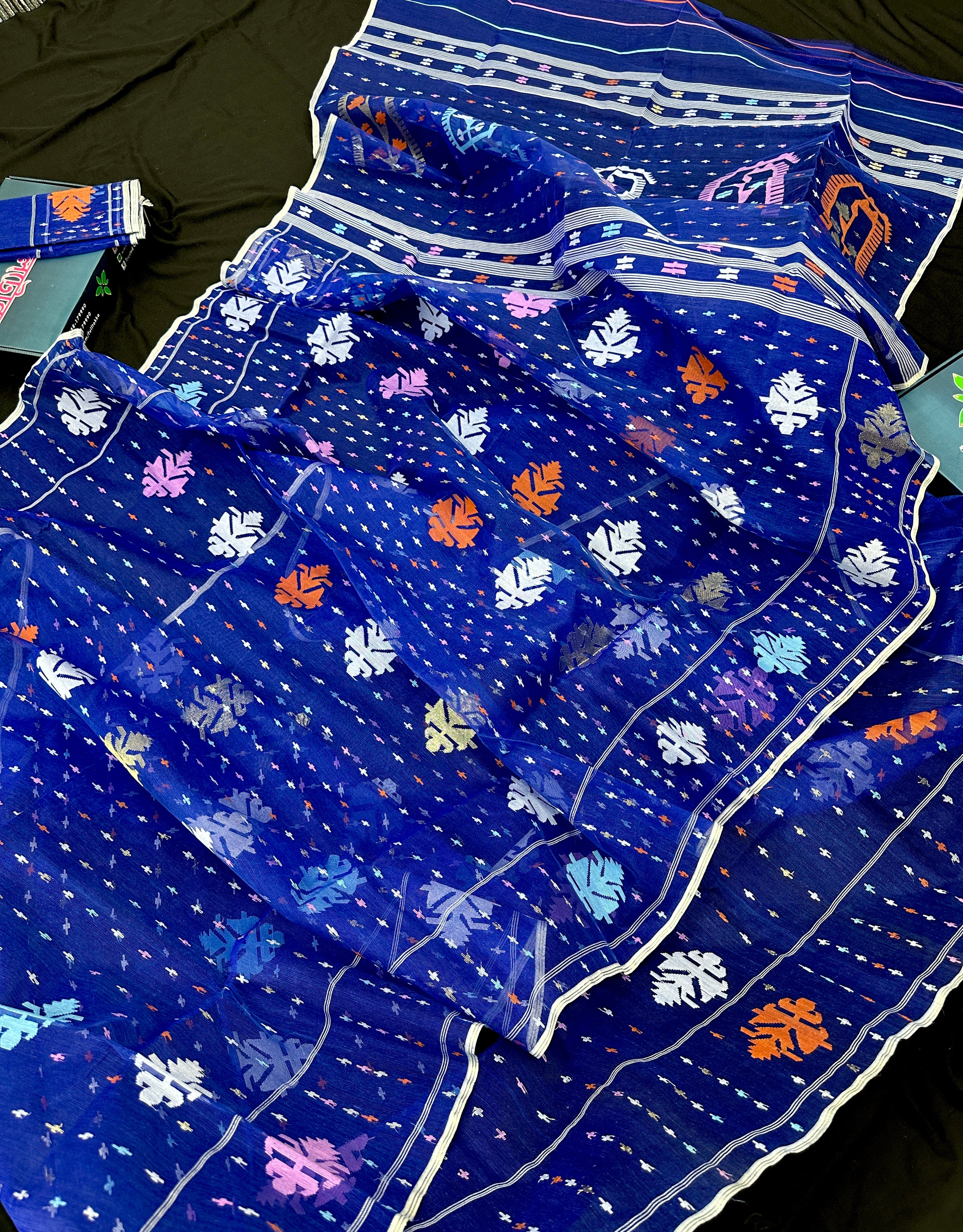 Blue Jamdani Saree - An Uncommon Work.
