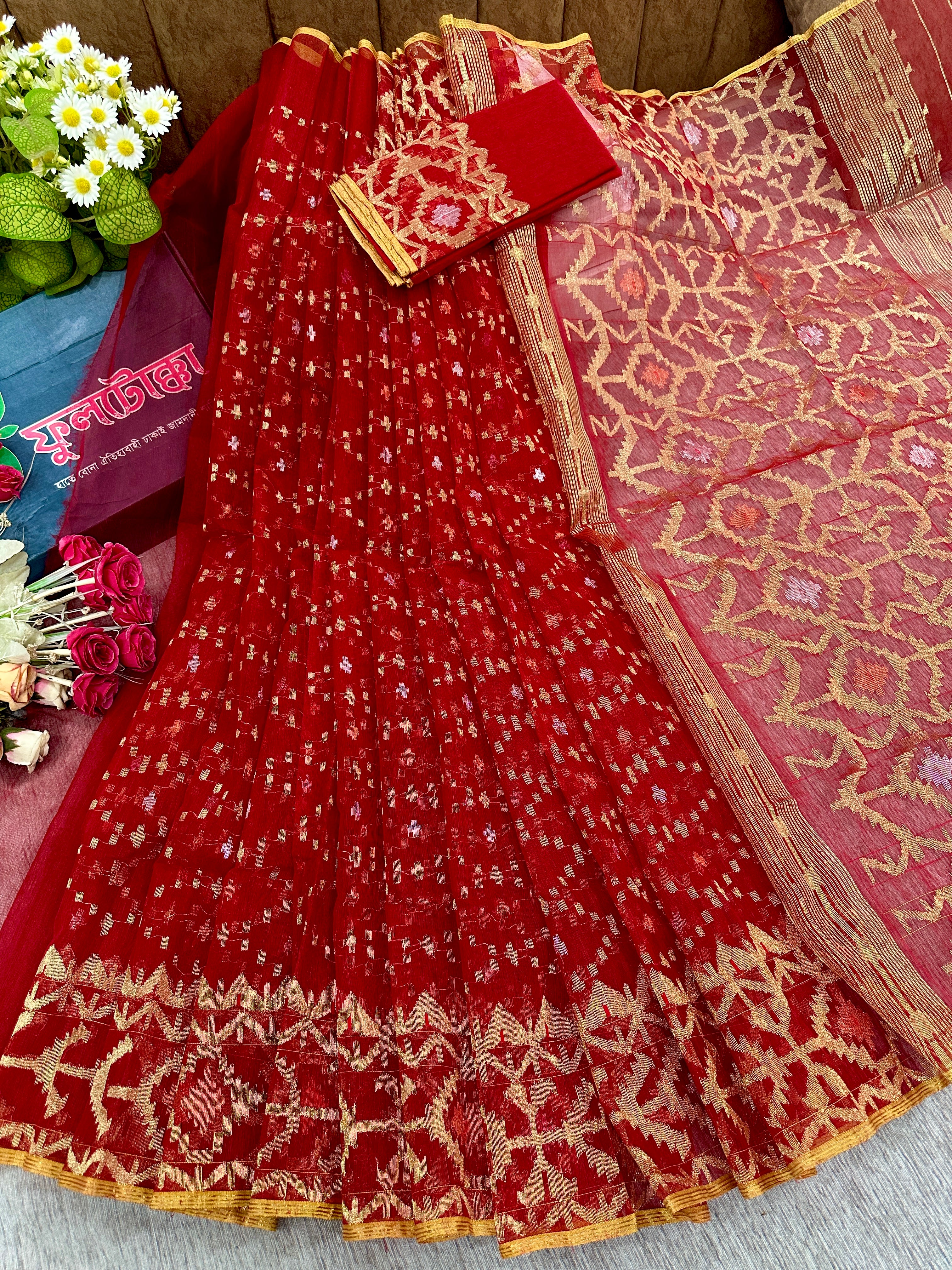 Bridal Red jamdani
