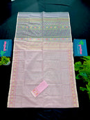 Light pink halfsilk jamdani saree with golden silver and copper jori work