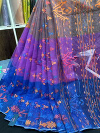 Tripple Shaded Original Handloom Halfsilk Dhakai Jamdani Saree With Multiple Threads Work