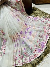 Exclusive White Muslin Saree