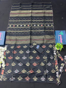 Black colour handloom halfsilk original dhakai jamdani saree with golden silver & copper jori work