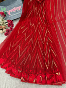 Red budget range halfsilk handloom jamdani saree with blouse piece