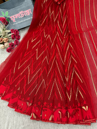 Red budget range halfsilk handloom jamdani saree with blouse piece